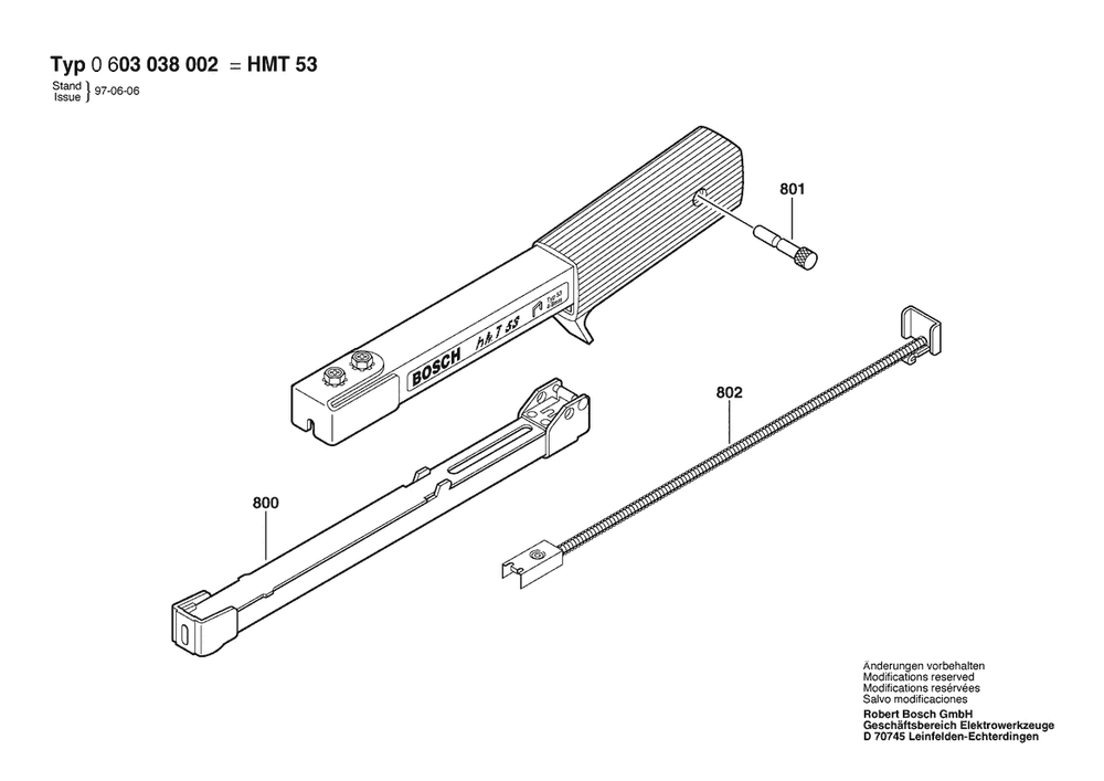 Section 1 Diagram and Parts List for PTKHMT53 0603038002 Bosch Nailer