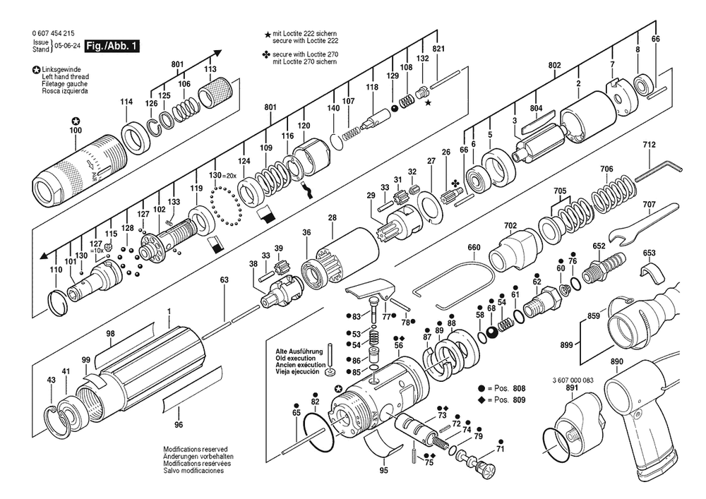 Section 1 Diagram and Parts List for 0607454215  Bosch Screwdriver