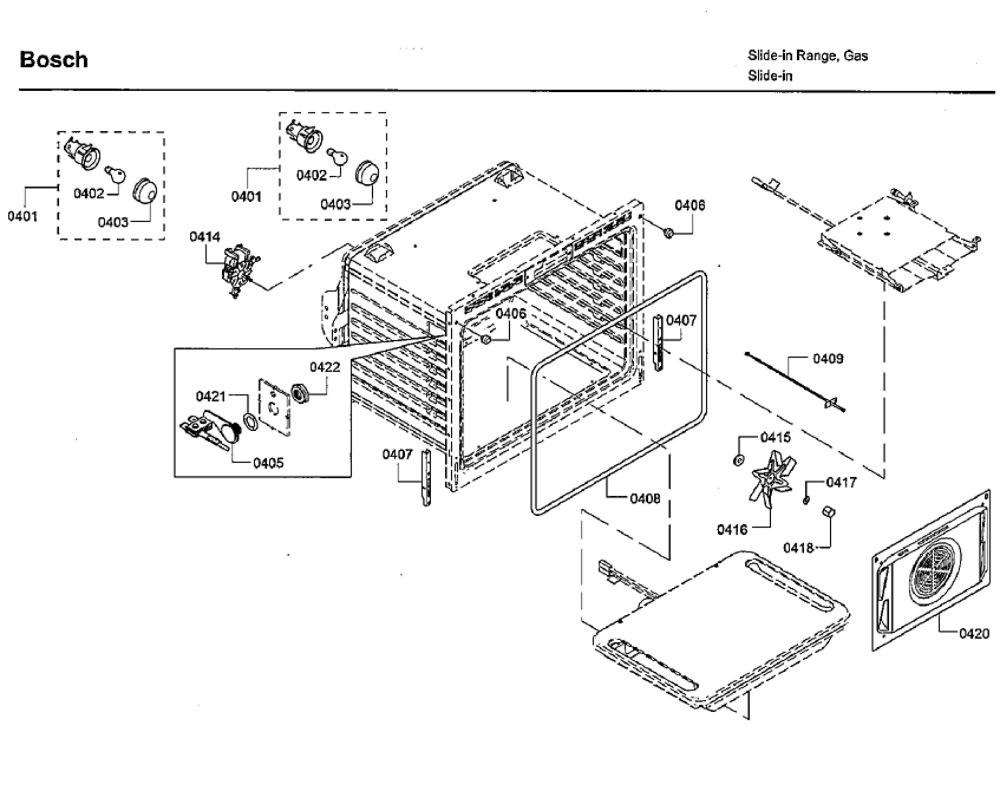 Oven Diagram and Parts List for HGIP054UC 06 Bosch Range
