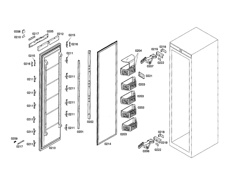 Freezer Door Diagram and Parts List for T24IF70PSS 01 Thermador Freezer