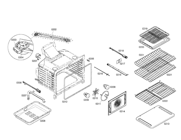 Cabinet/racks Diagram and Parts List for HGS7022UC 01 Bosch Range