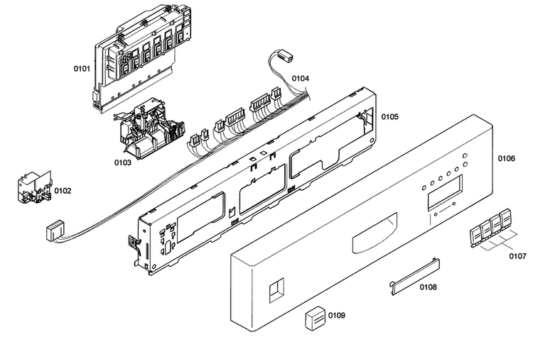 Control Panel Diagram and Parts List for SHE43C02UC 37 Bosch Dishwasher