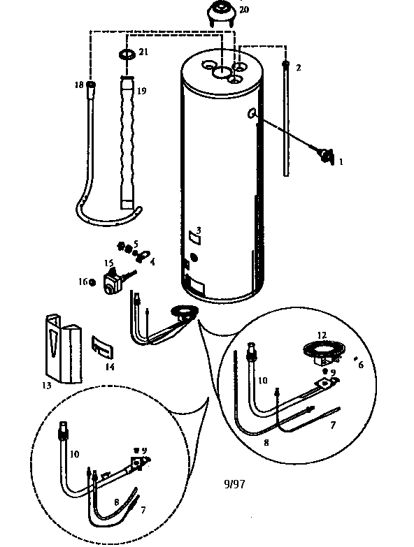 40 Gallon High Altitude Diagram and Parts List for 153338411  Kenmore Water Heater