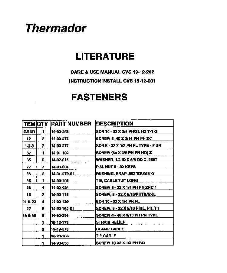 Section 1 Diagram and Parts List for CVS36RW  Thermador Range Hood