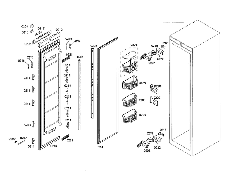 Refrigerator Door Diagram and Parts List for T24IR70CSS-01  Thermador Refrigerator