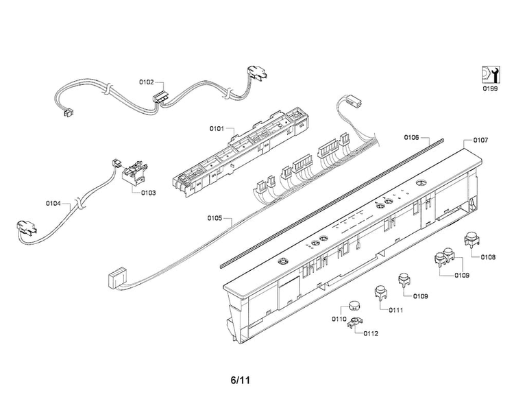Control Module/fascia Panel Diagram and Parts List for SHX4AP05UC 02 Bosch Dishwasher