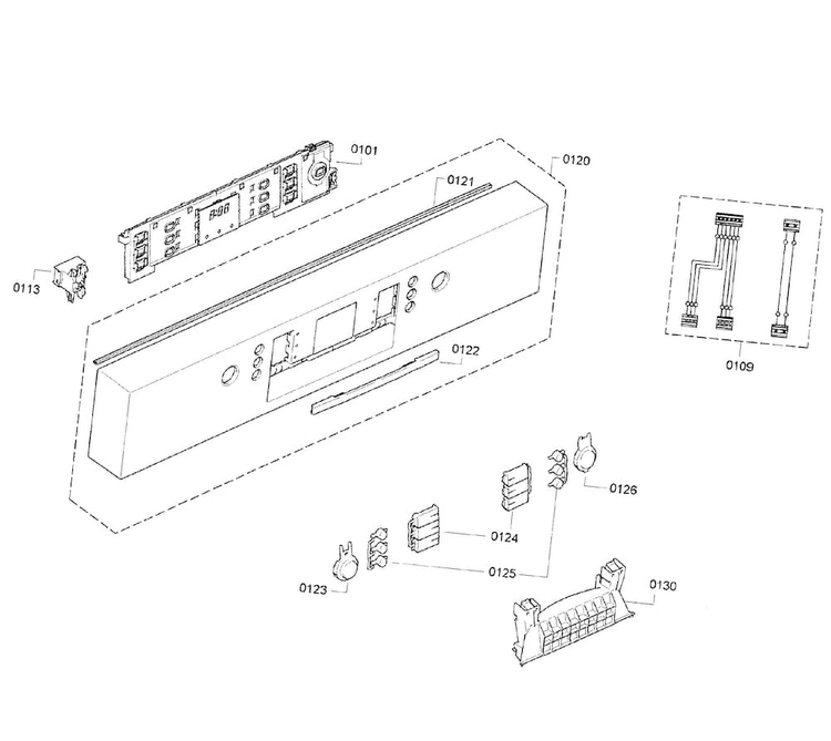 Control Panel Diagram and Parts List for SGE63E05UC 28 Bosch Dishwasher
