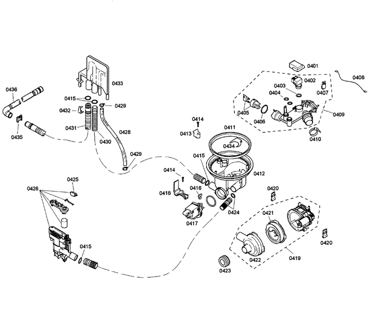 Pump Assy Diagram and Parts List for SHE55C05UC 58 Bosch Dishwasher