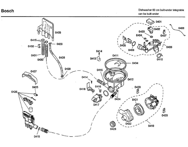 Pump Diagram and Parts List for SHX46L15UC 36 Bosch Dishwasher
