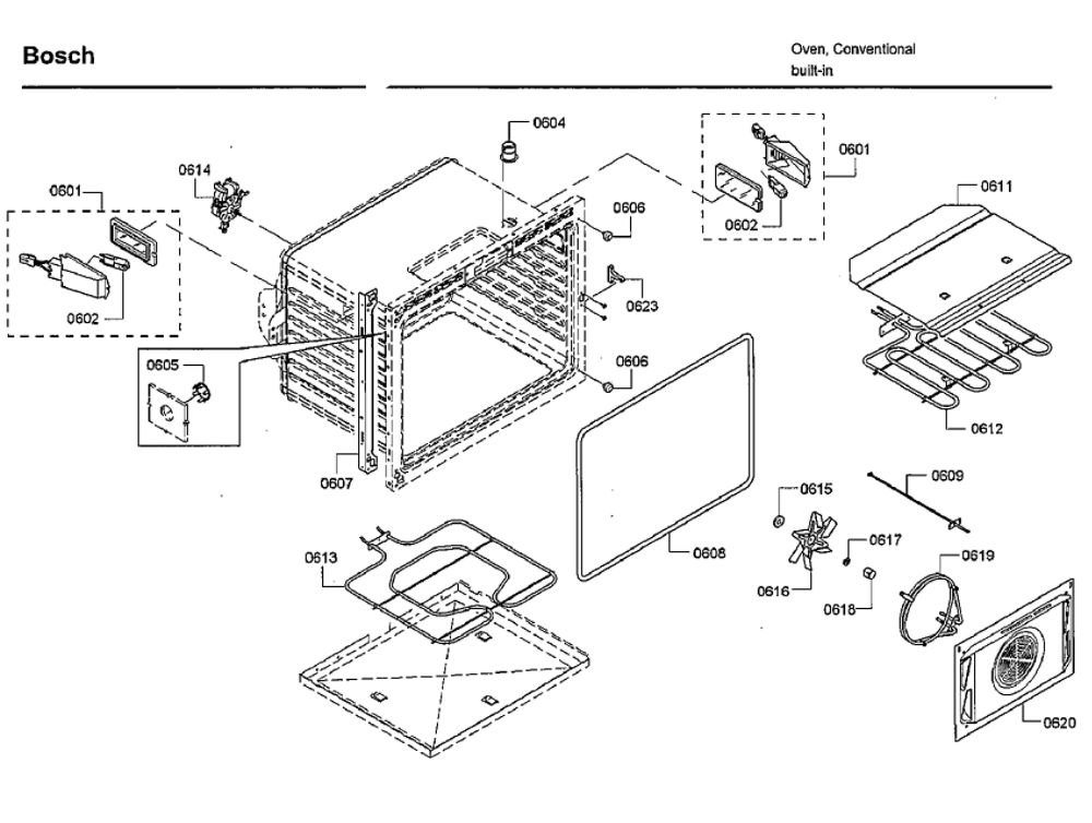 Cavity 2 Diagram and Parts List for HBLP651LUC 02 Bosch Wall Oven