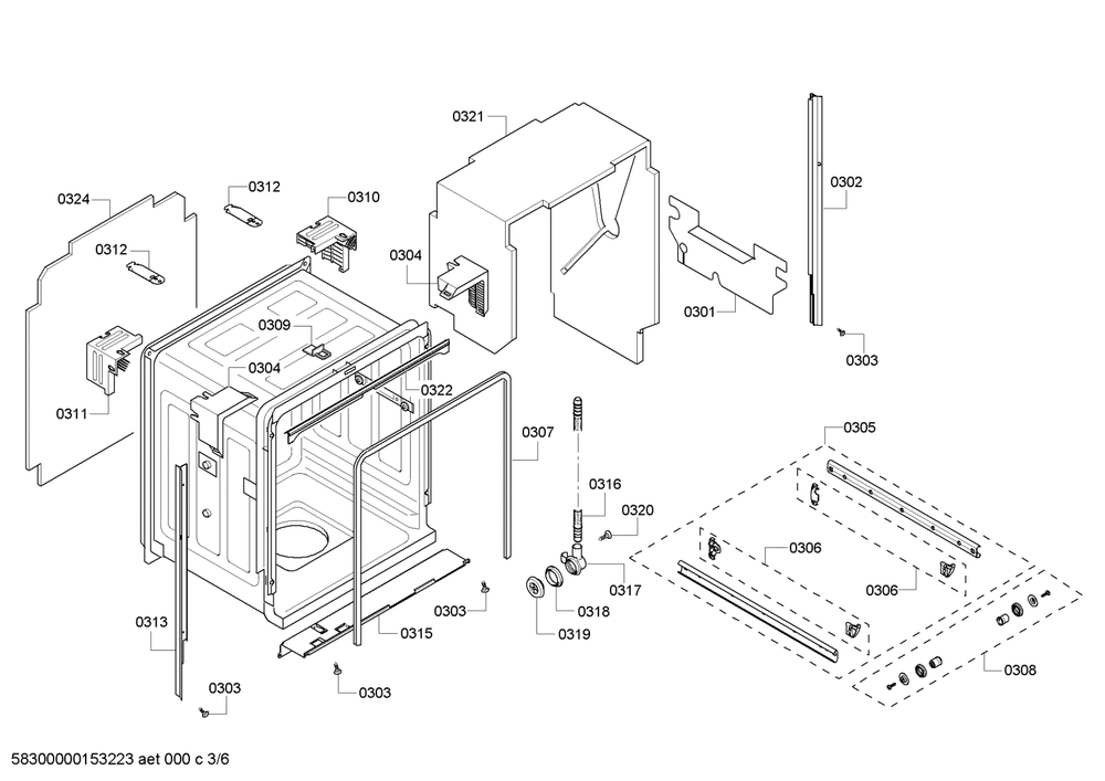 Diagram 3 Diagram and Parts List for SHX43P15UC-64  Bosch Dishwasher