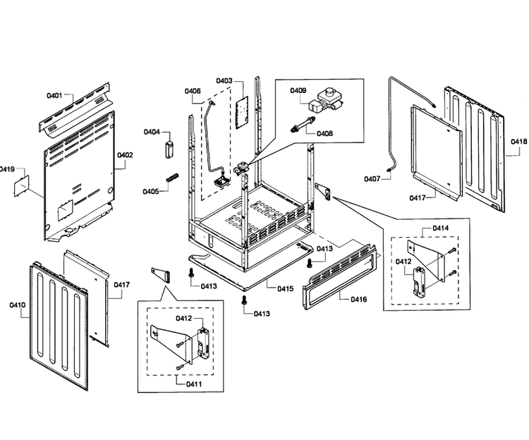 Cabinet Assy Diagram and Parts List for HGS7052UC 06 Bosch Range