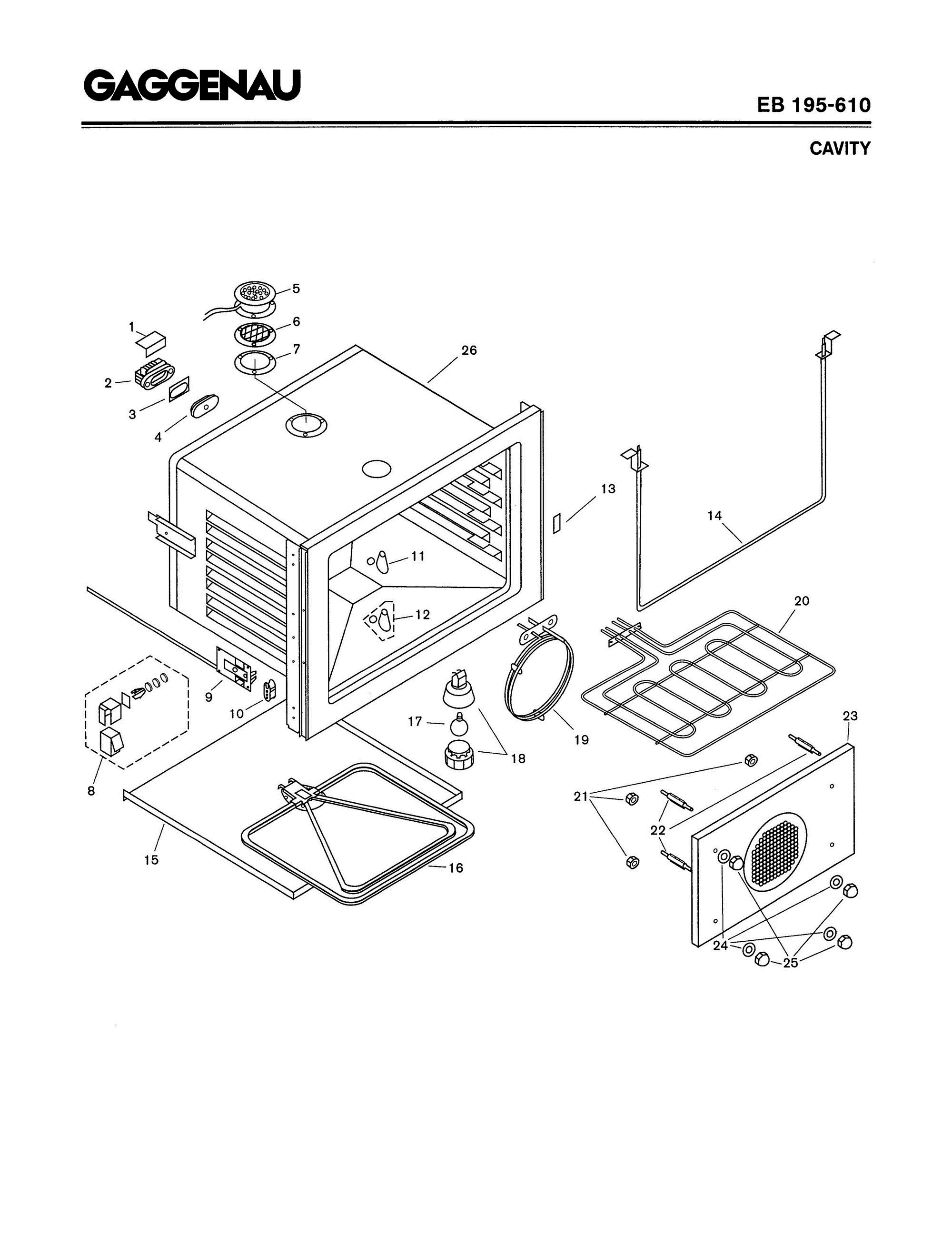 02 - CAVITY Diagram and Parts List for EB195-610  Bosch Range