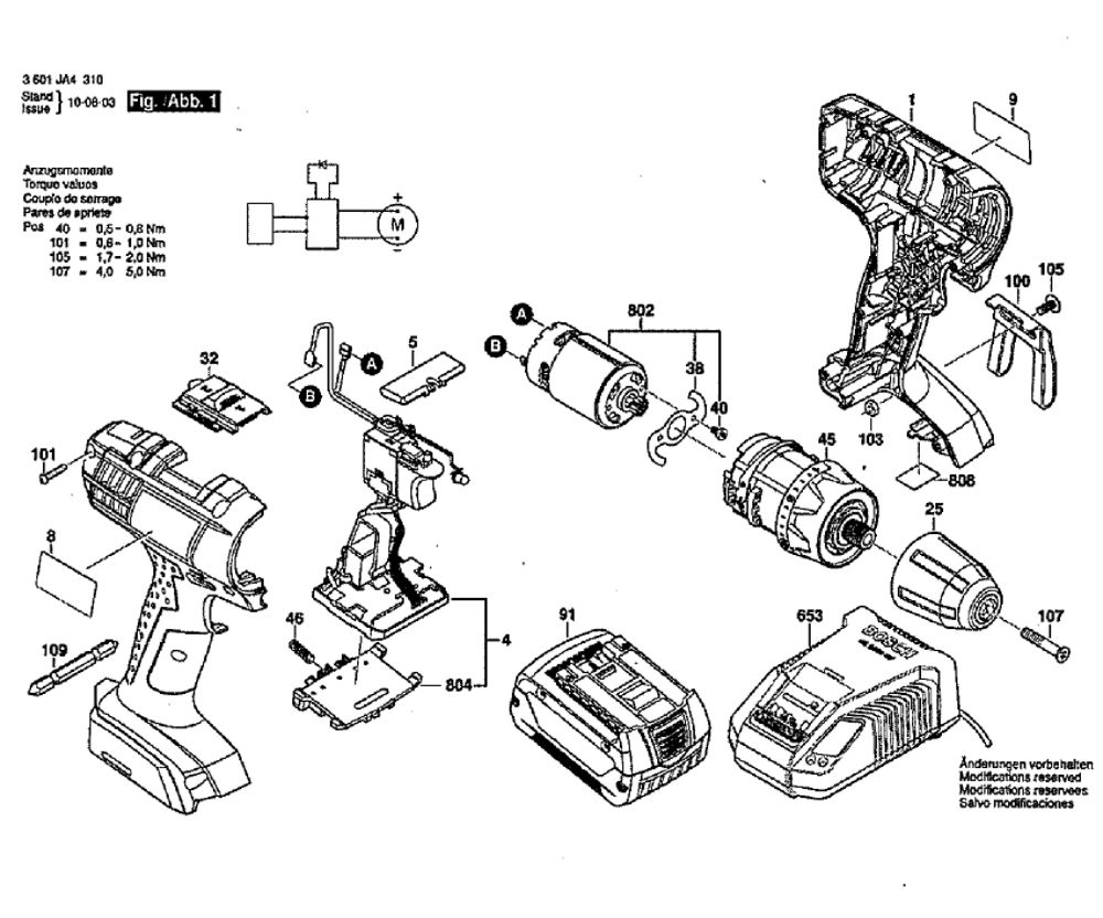 Drill Cordless Diagram and Parts List for DDBB180-02  Bosch Cordless Drill