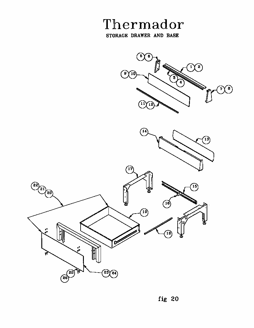 Storage Drawer And Base Diagram and Parts List for RED30VQW PRIOR-9708 Thermador Range