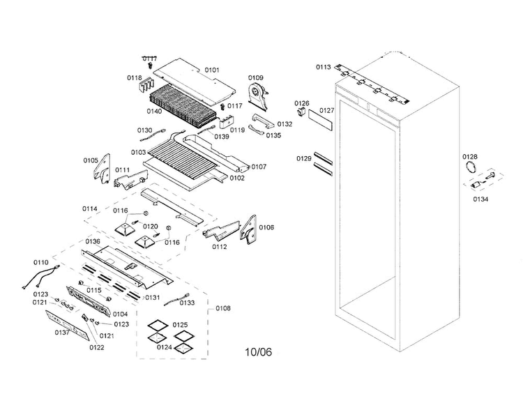 Cabinet Diagram and Parts List for T30IF70FSS-01  Thermador Freezer