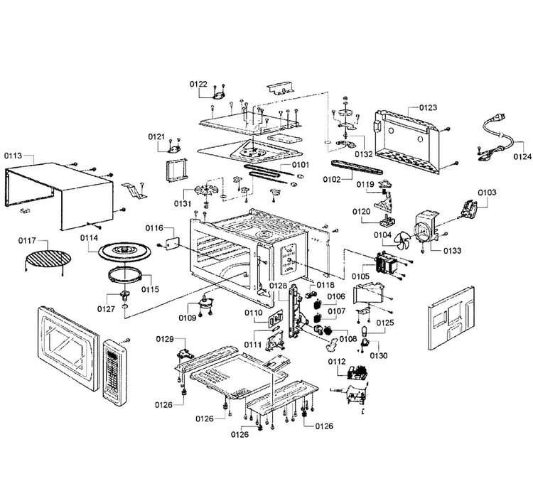 Cabinet Parts Diagram and Parts List for HMB8020 01 Bosch Microwave