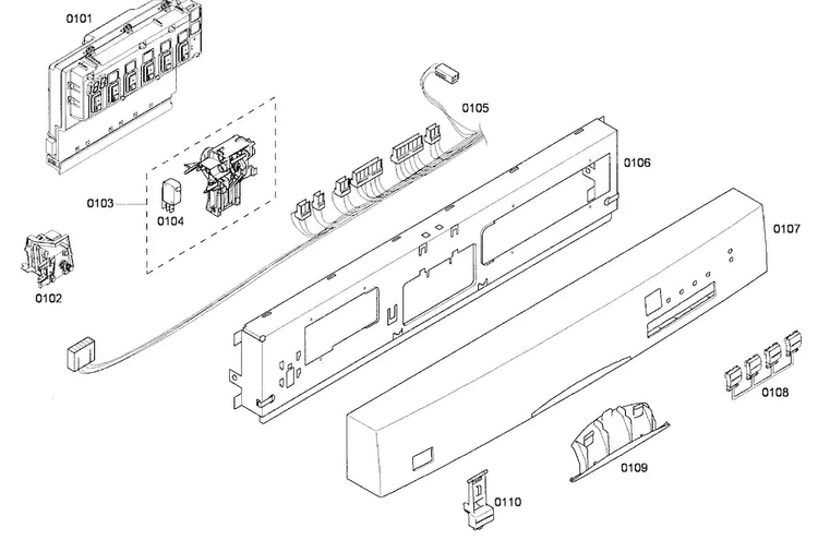 Control Panel Diagram and Parts List for SHE43F02UC 48 Bosch Dishwasher