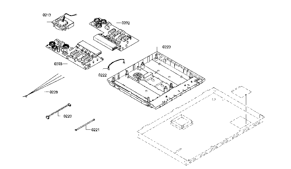 Pcb assy Diagram and Parts List for HIIP054U 01 Bosch Range