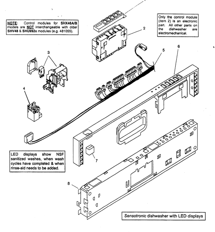 Fascia Panel Diagram and Parts List for SHX46A07UC 14 Bosch Dishwasher