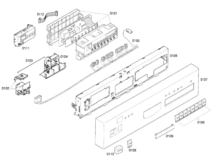 Control Panel Diagram and Parts List for SHI66A05UC 23 Bosch Dishwasher