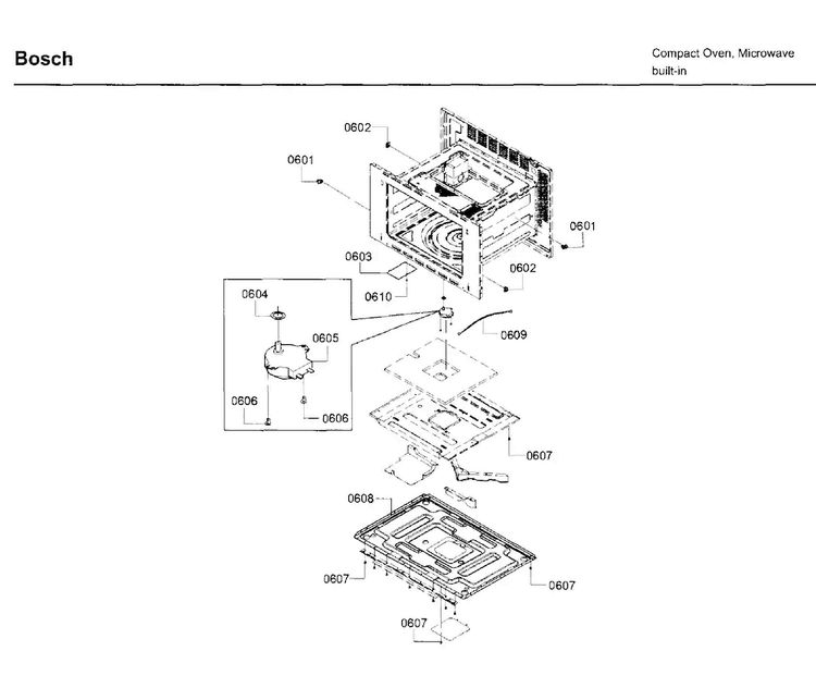 Motor Diagram and Parts List for HMC80152UC 01 Bosch Microwave