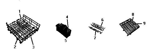 Baskets Diagram and Parts List for WKD2700  Thermador Dishwasher
