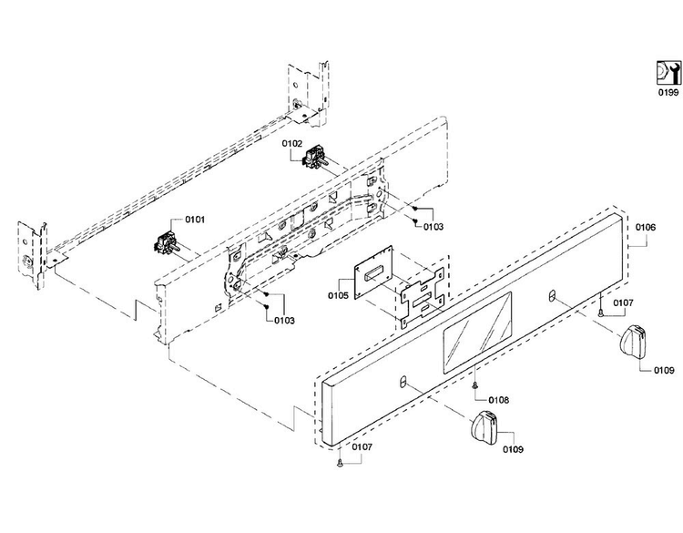 Control Panel Diagram and Parts List for HBL5351UC 02 Bosch Wall Oven
