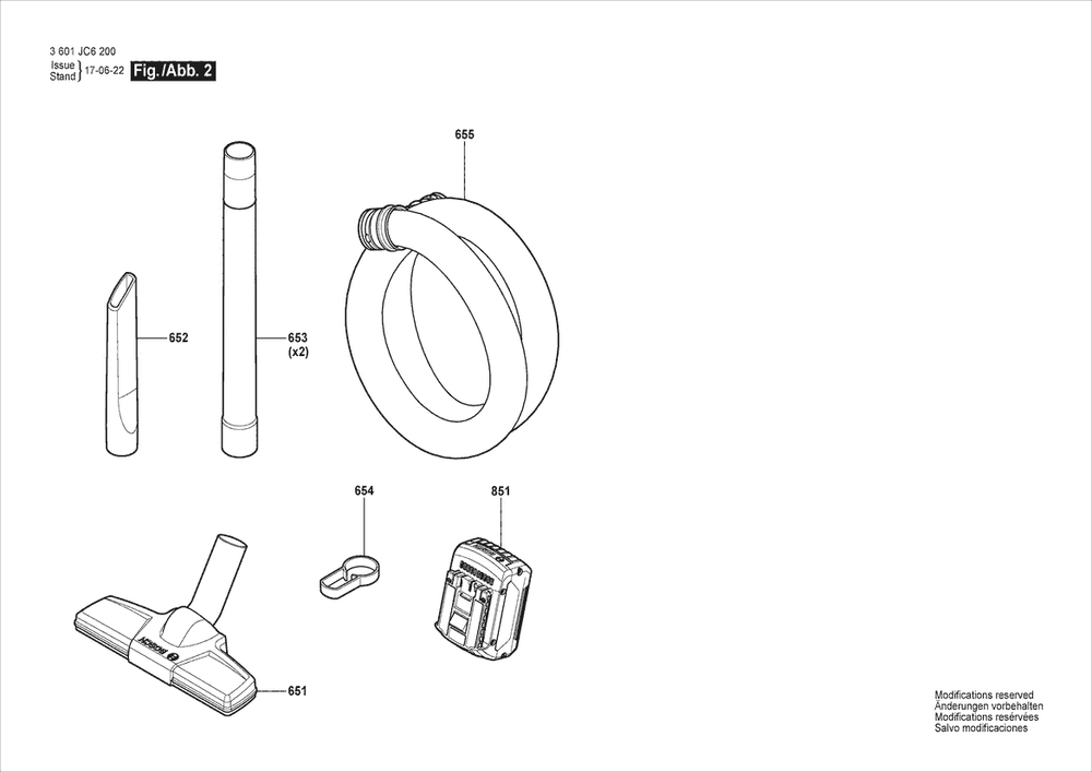 Section 2 Diagram and Parts List for 3601JC6210  Bosch Utility Vacuum