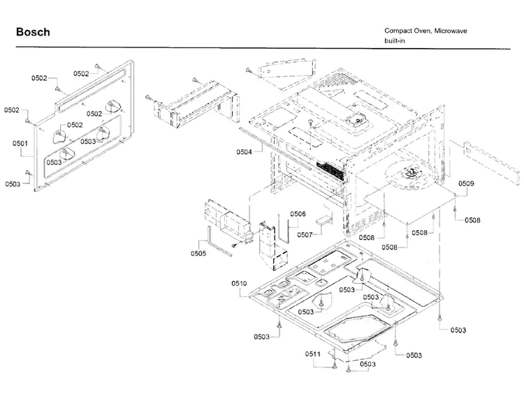 Panel Asy Diagram and Parts List for HMD8053UC 01 Bosch Microwave