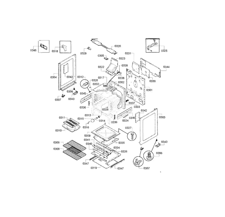 Cavity & Frame Diagram and Parts List for HGS3053UC 13 Bosch Range