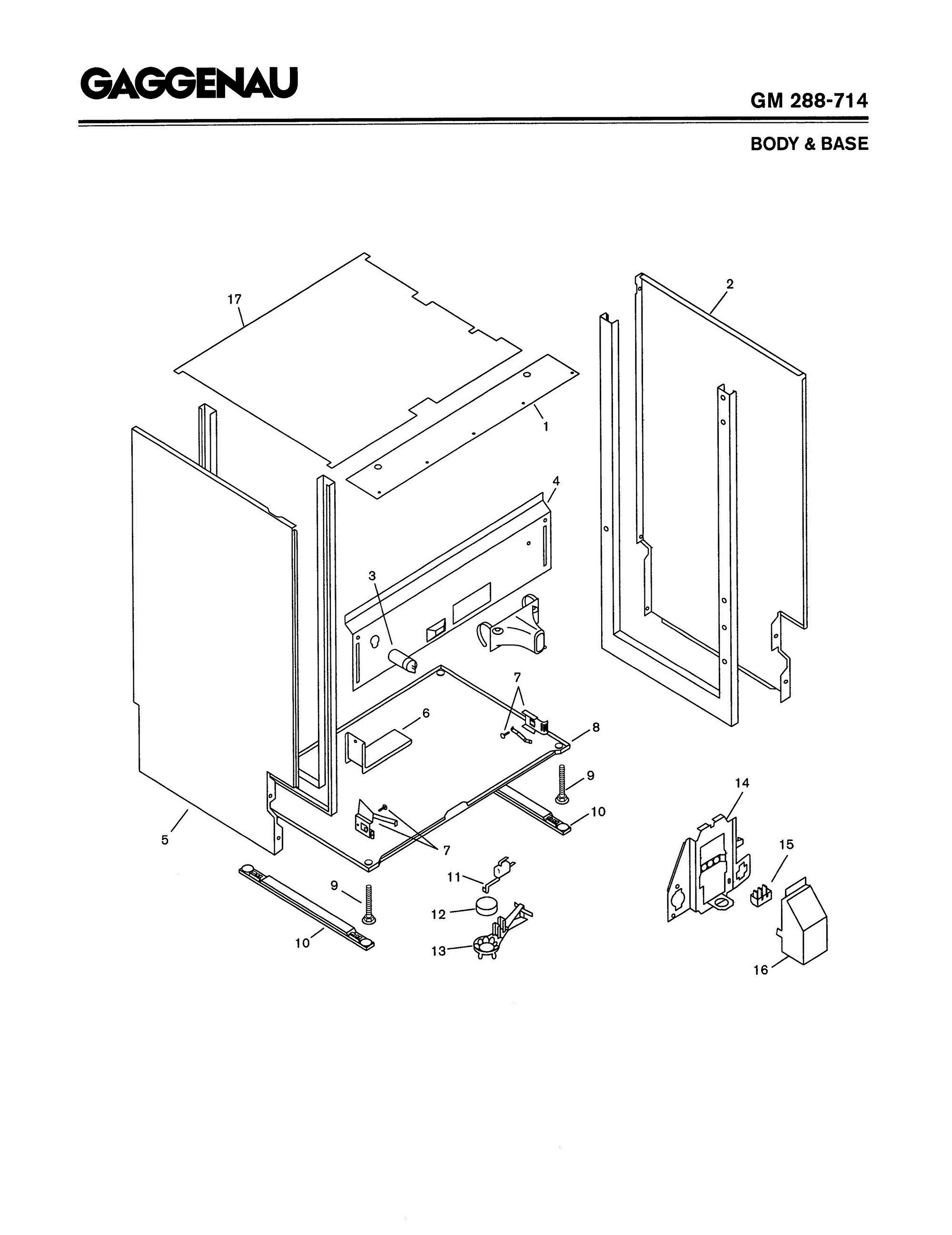 03 - BODY & BASE Diagram and Parts List for GM288-714  Bosch Dishwasher
