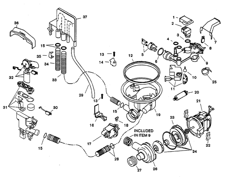 Component Assy Diagram and Parts List for SHU6806UC 12 Bosch Dishwasher