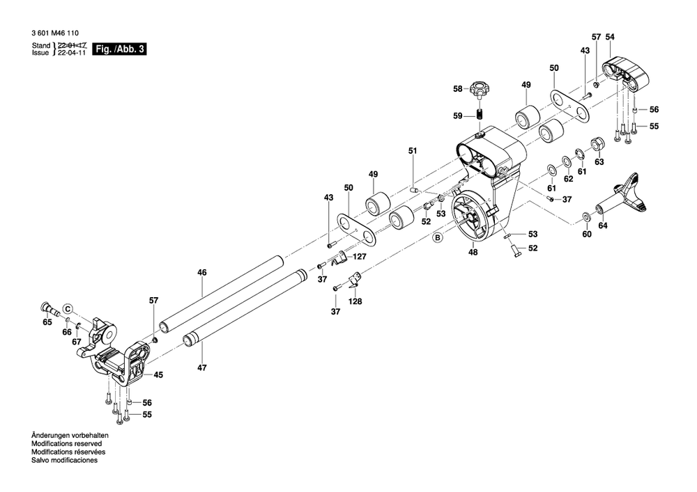 Diagram 3 Diagram and Parts List for GCM18V-10SD 3 601 M46 110 Bosch Miter Saw