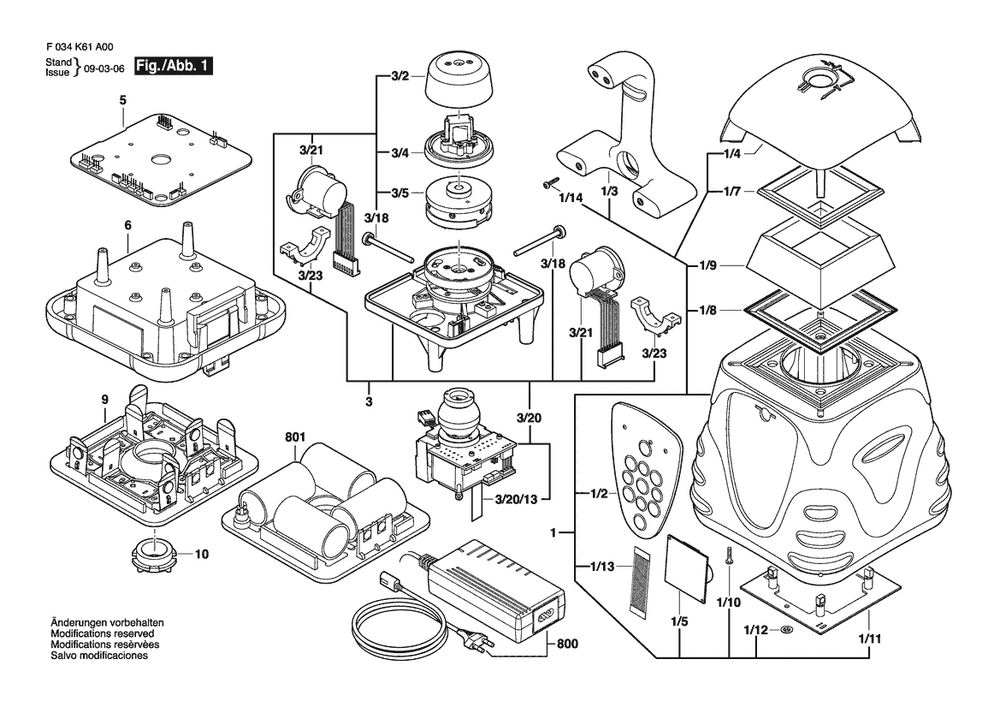 Section 1 Diagram and Parts List for ALH-EU F034K61A00 Bosch Laser Level