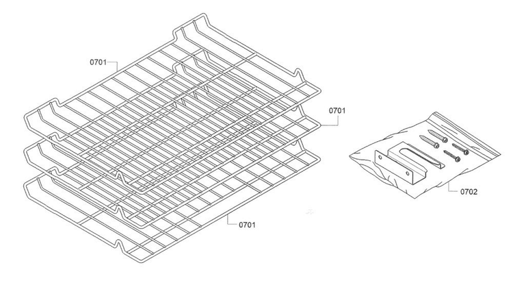 Rack Diagram and Parts List for HEI8054U 05 Bosch Range