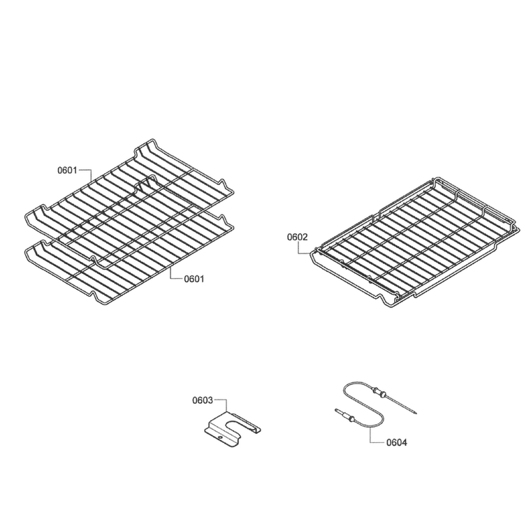 Shelfs Diagram and Parts List for HES7282U 08 Bosch Range