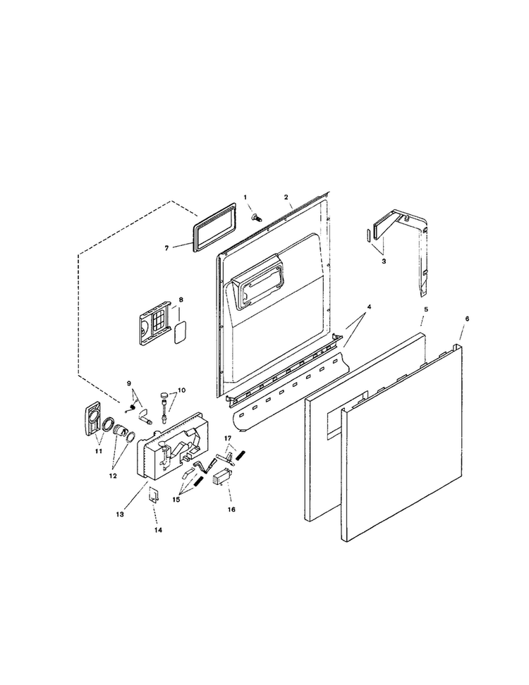 Door Assembly Diagram and Parts List for SHU5312UC 06 Bosch Dishwasher