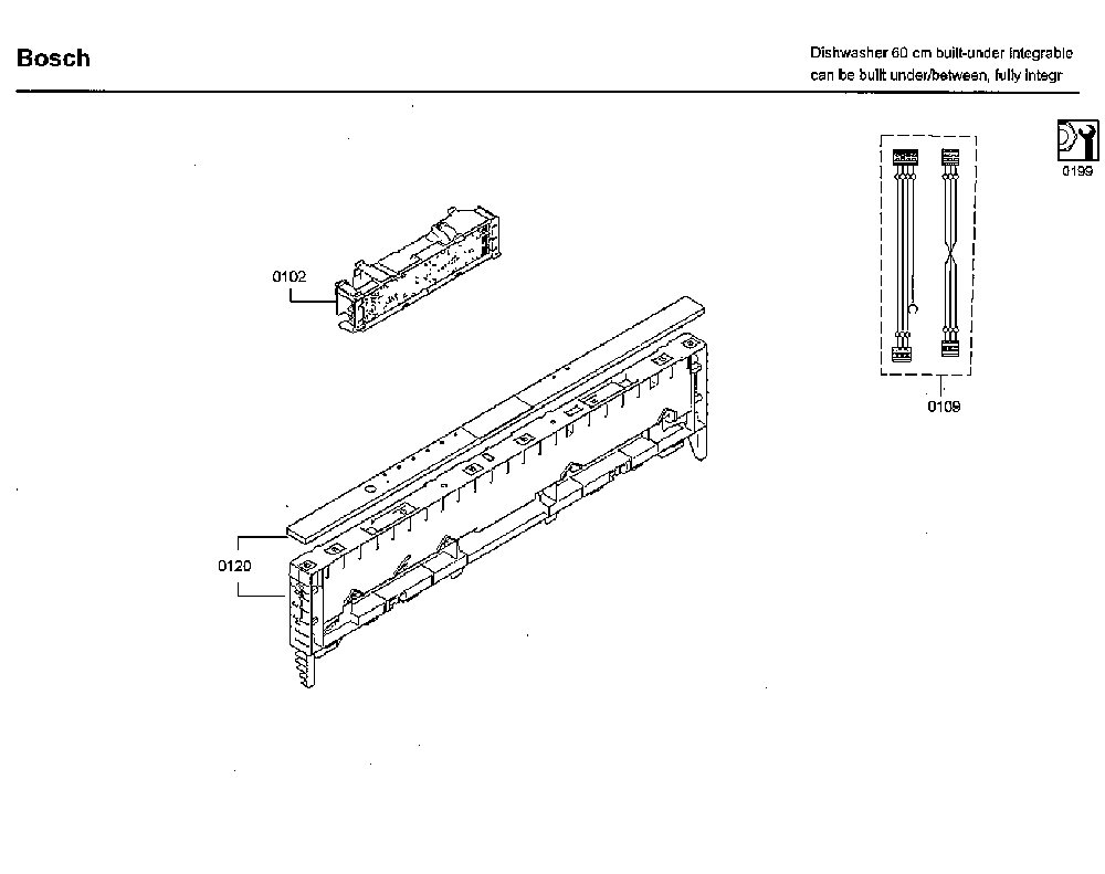 Control panel Diagram and Parts List for SHV9PT53UC B3 Bosch Dishwasher