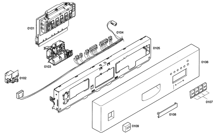 Control Panel Diagram and Parts List for SHE43C05UC 46 Bosch Dishwasher