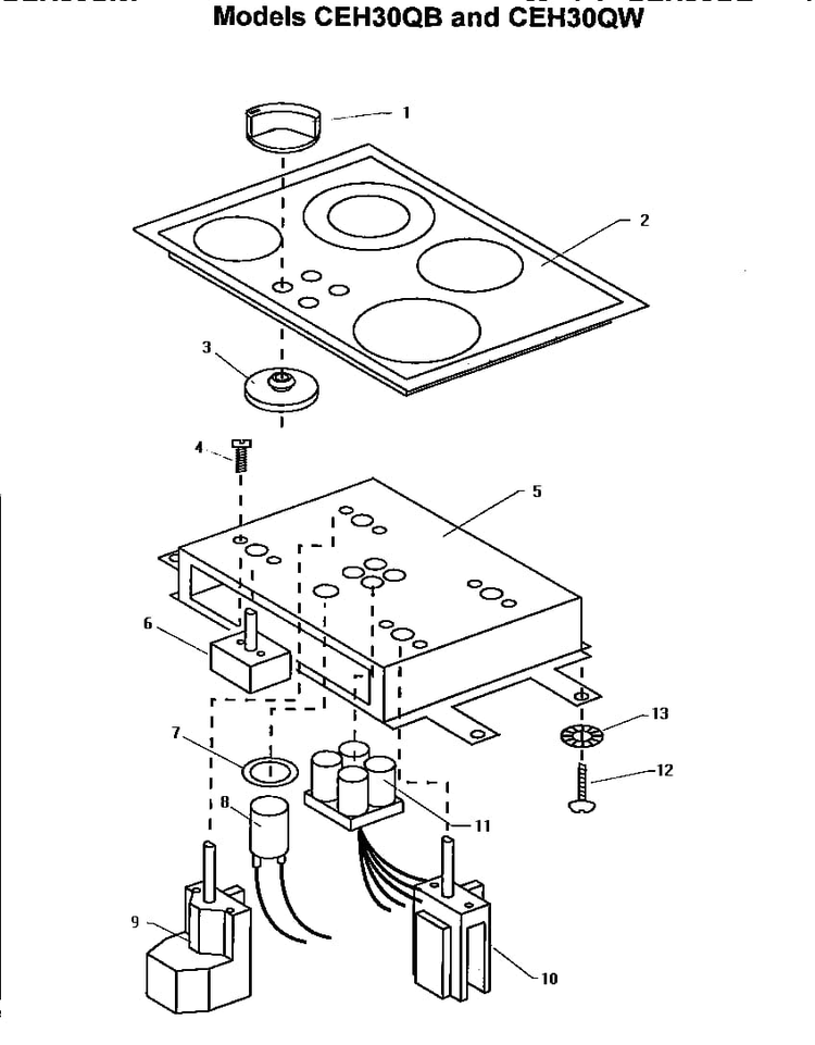 Models Ceh30qb And Ceh30qw Diagram and Parts List for CEH365Q  Thermador Cooktop