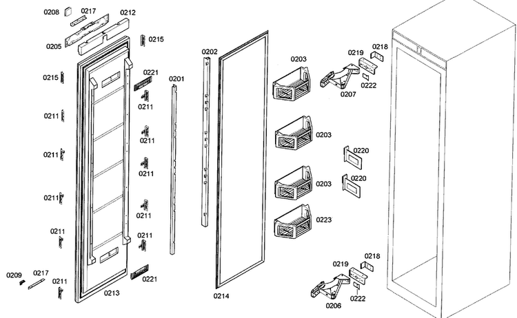 Door Assy Diagram and Parts List for T24IR70NSP 40 Thermador Refrigerator