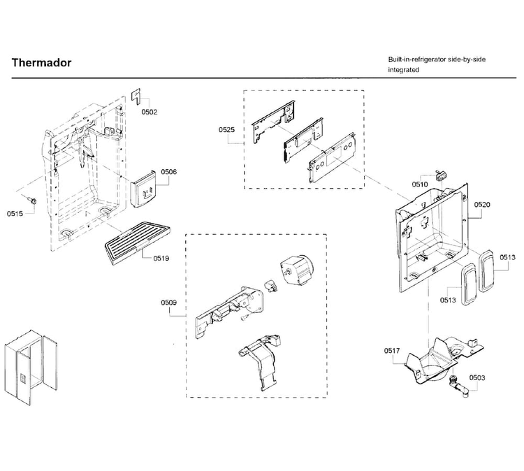 Dispenser Asy Diagram and Parts List for T42BD820NS 10 Thermador Refrigerator