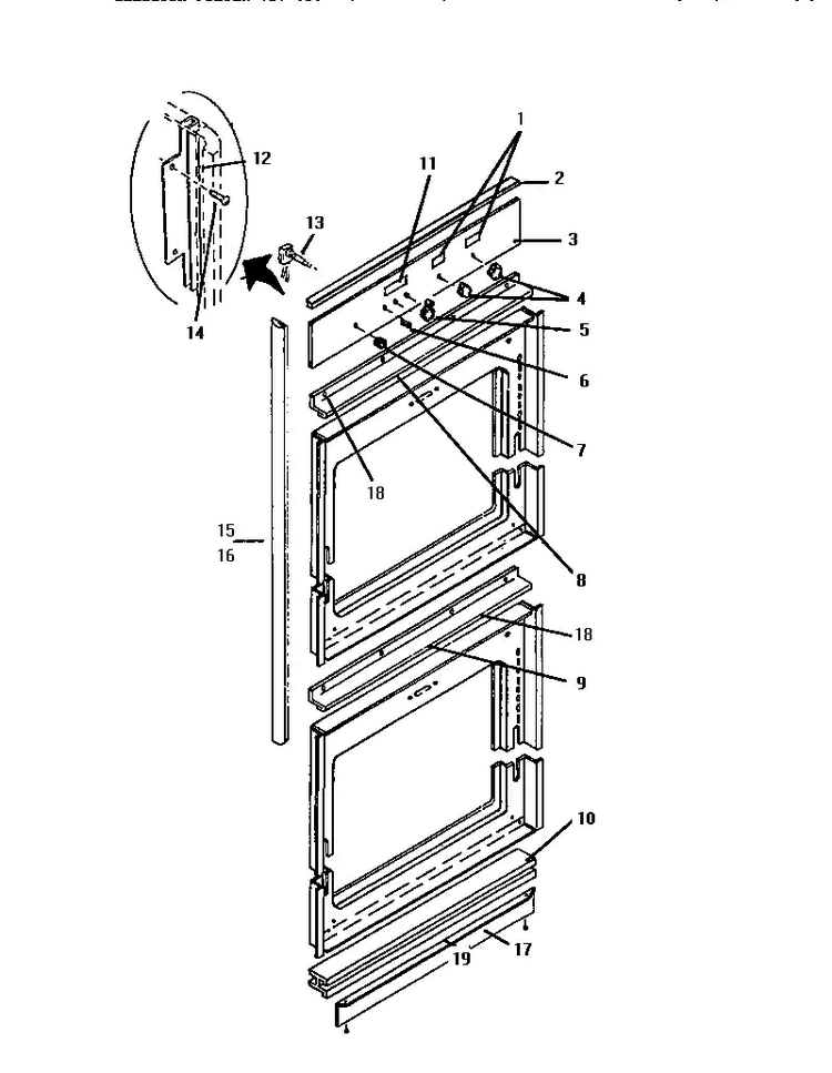 Trims, Deflector And Control Panel Diagram and Parts List for CT127N  Thermador Wall Oven