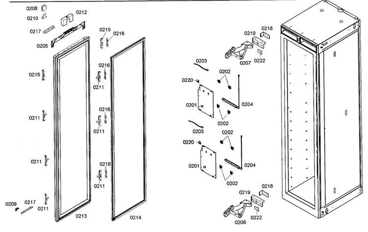 Door Assy Diagram and Parts List for T24IW50NSP-07  Thermador Wine and Beverage Cooler