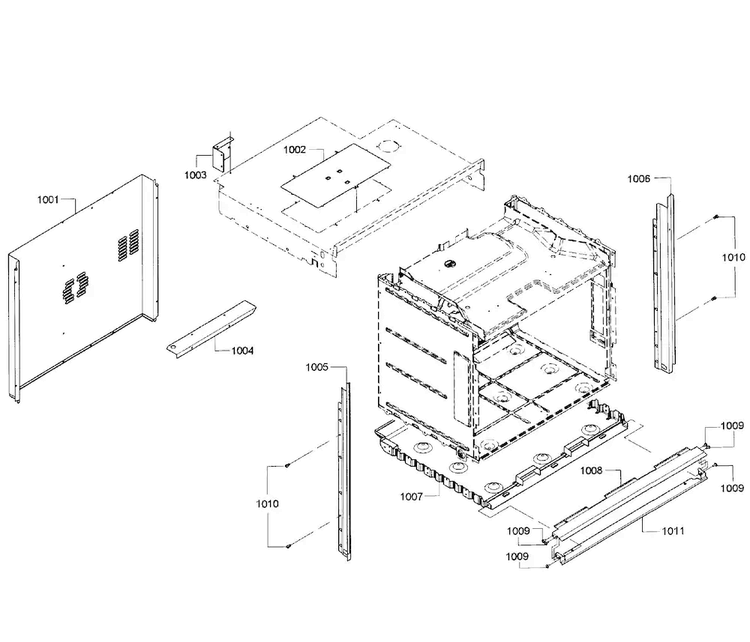 Cabinet Diagram and Parts List for HBL8750UC 11 Bosch Microwave Oven Combo