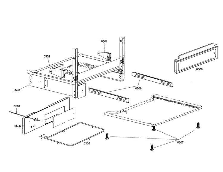 Frame Diagram and Parts List for HDS7282U 01 Bosch Range