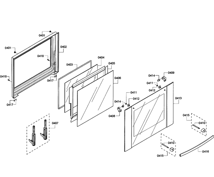 Door Upper Diagram and Parts List for HBL3550UC 09 Bosch Wall Oven