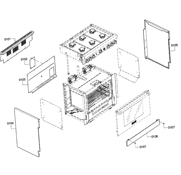 Main Assy Diagram and Parts List for PRD366GHC 09 Thermador Range
