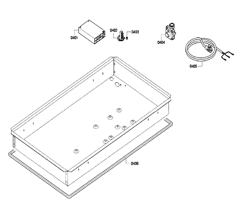 Cabinet Diagram and Parts List for NGM5624UC 03 Bosch Cooktop